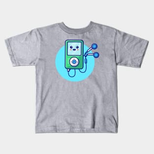 Cute Ipod With Earphone Cartoon Vector Icon Illustration Kids T-Shirt